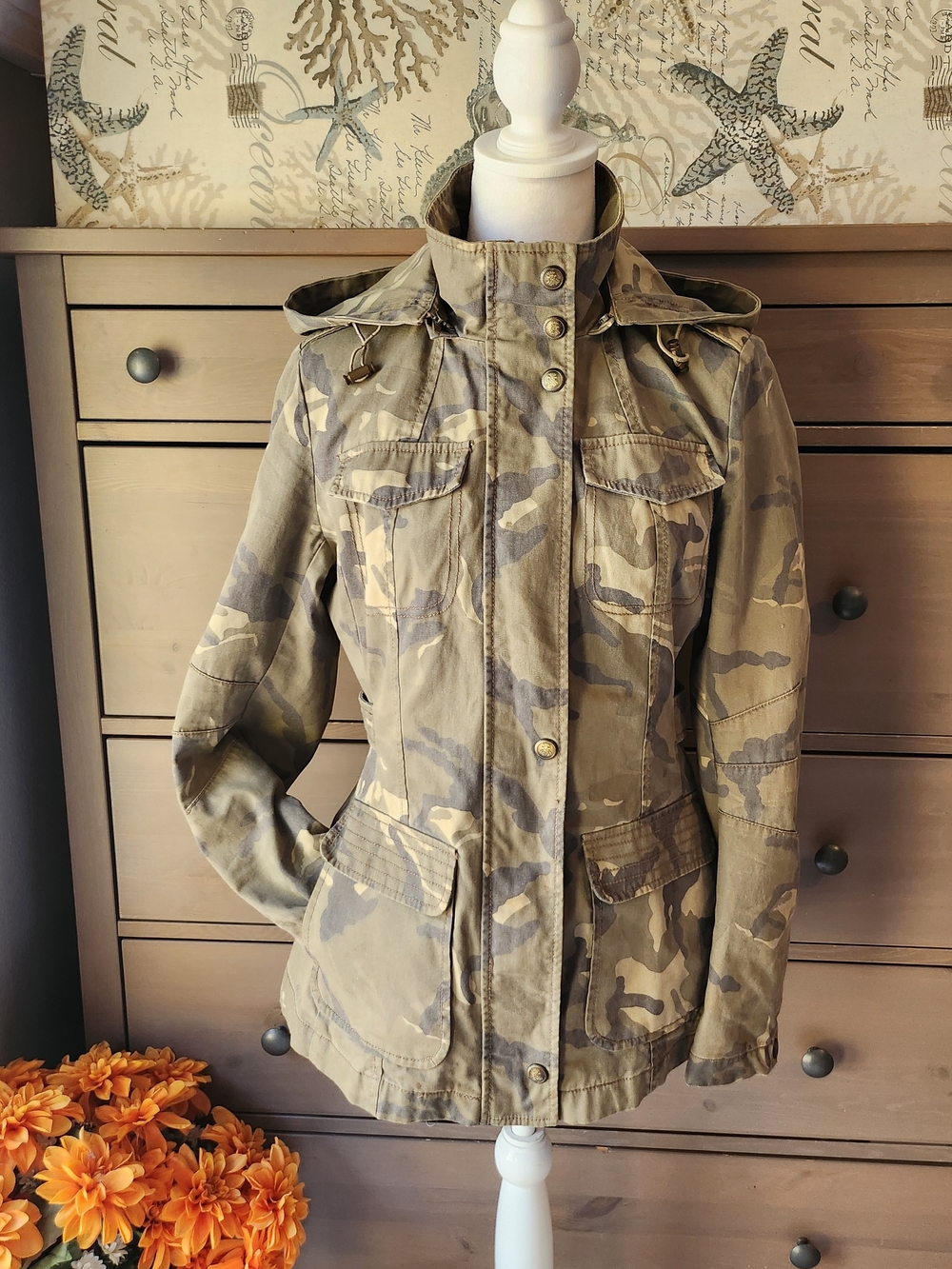I Jeans By Buffalo Olive Camo Utility Jacket Women's Size Small